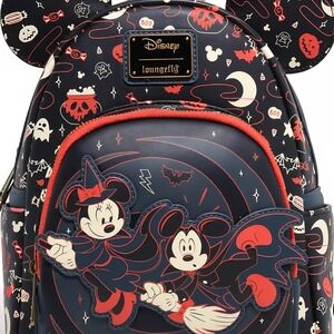 Loungefly Mickey Mouse & Minnie Backpack - Black and Red (Glow In The Dark)